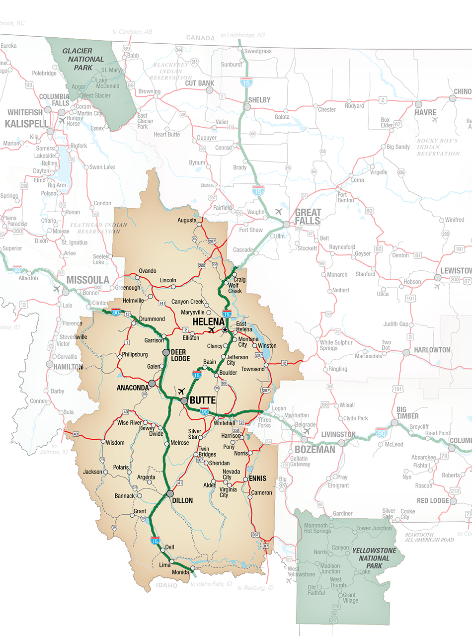 Southwest Montana Map