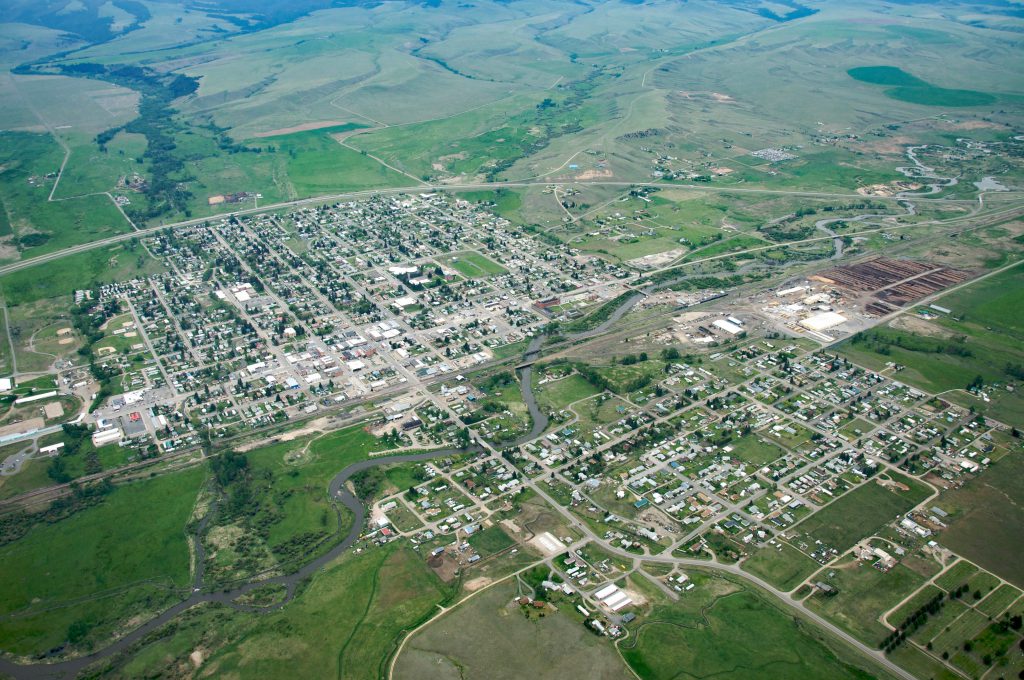 Aerial View of Deer Lodge, Montana
