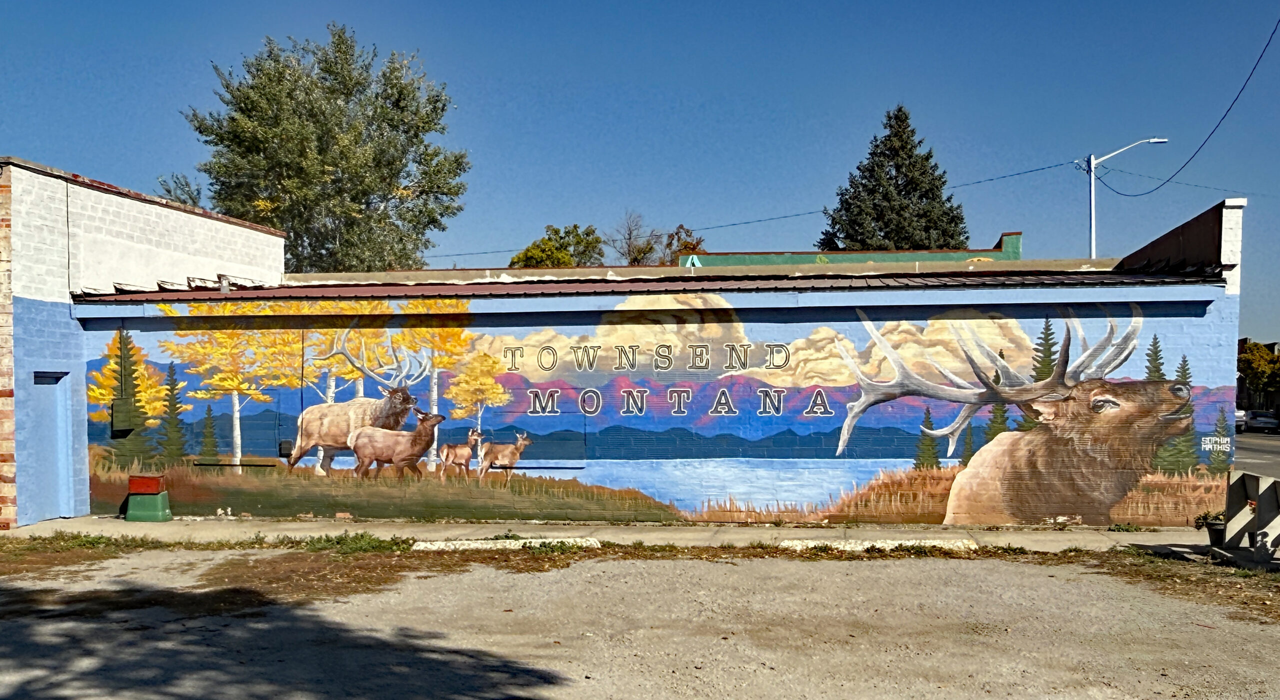 Mural on the trading post building in Townsend.