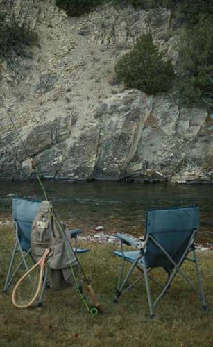 Twisted Fork Ranch: fishing chairs at creek
