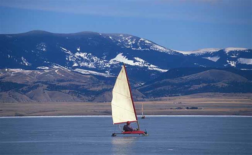 Canyon Ferry Reservoir: ice sailing