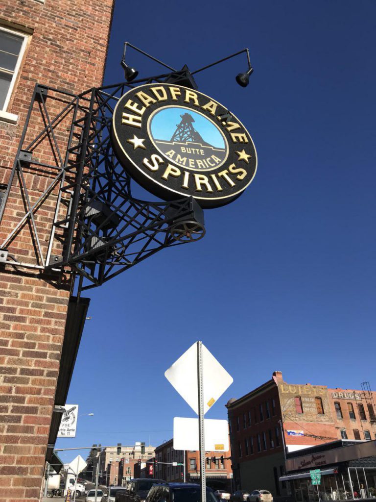 Sign at Headframe Spirits