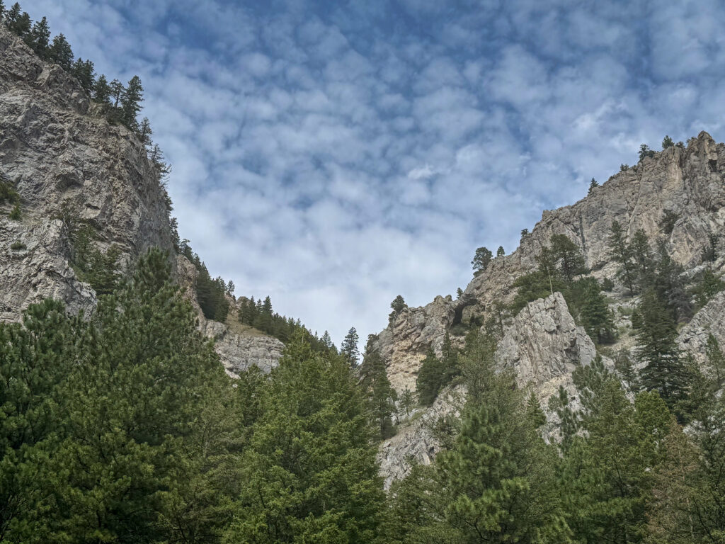Limestone cliffs soaring high above the Missouri River at Gates of the Mountains near Helena, Montana.