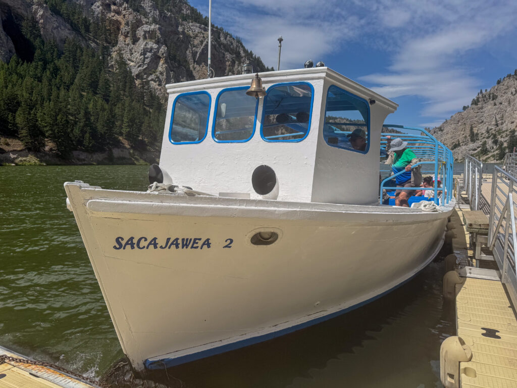 The Sacajawea boat, part of the Gates of the Mountains boat tour fleet on the Missouri River near Helena, Montana.
