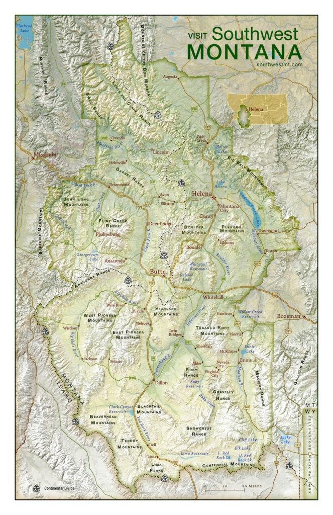 Map of the Southwest Montana Tourism Region