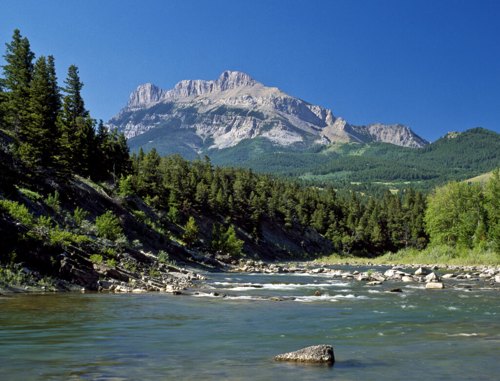 sun river below sawtooth ridge near augusta, mt