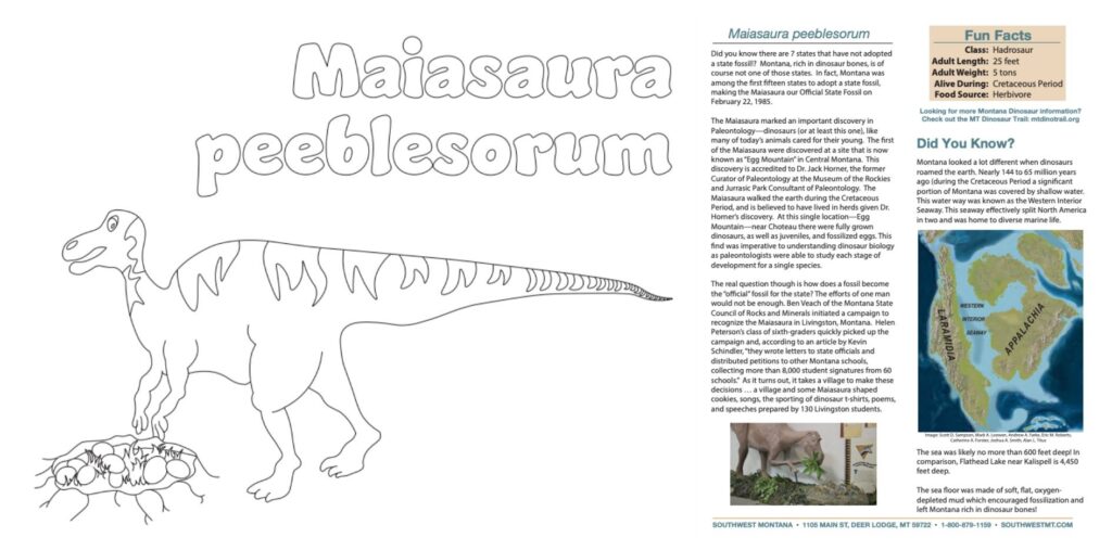 Miasaura - Good Mother Dinosaur Fact Sheet and Coloring Page