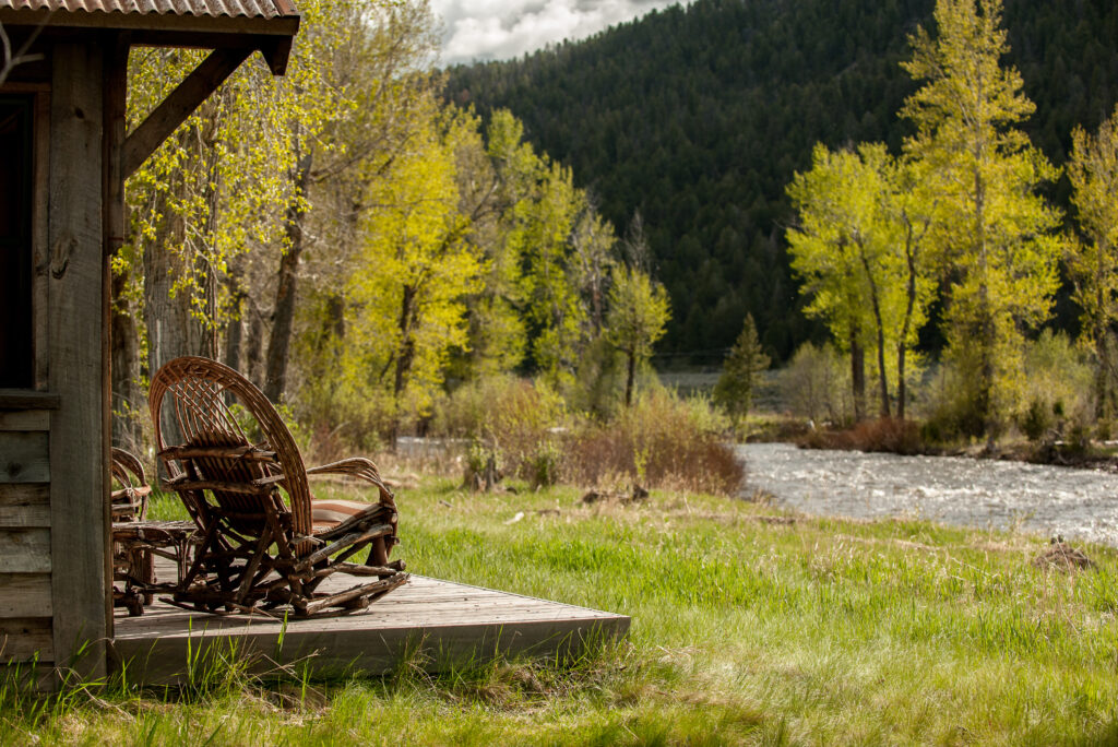 Photo of a porch at The Ranch at Rock Creek in Philipsburg, Montana. Dude ranch and guest ranch stays in Southwest Montana.