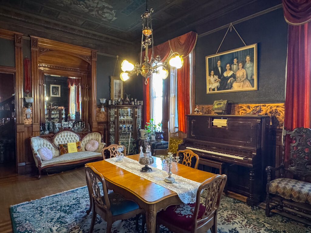Informal dining room at the Copper King Mansion in Butte, Montana.