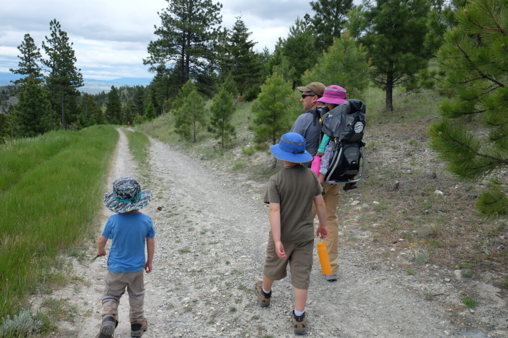 Family hiking on Mount Ascension trail, just minutes from downtown Helena, Montana. Family friendly hiking in the heart of Helena's South Hills famous trails. Photo by Amelia Mayer.